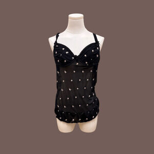 Ava Rose Bustier Top | Sheer Black Lace | Size XL | Vintage